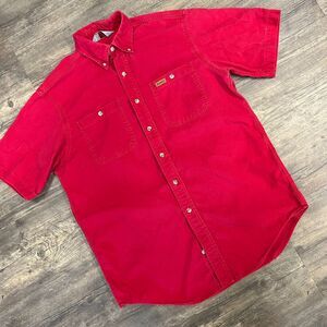 Vintage Carhartt‎ Men Button Down S/S Shirt Red NO SIZE TAG Canvas (552)